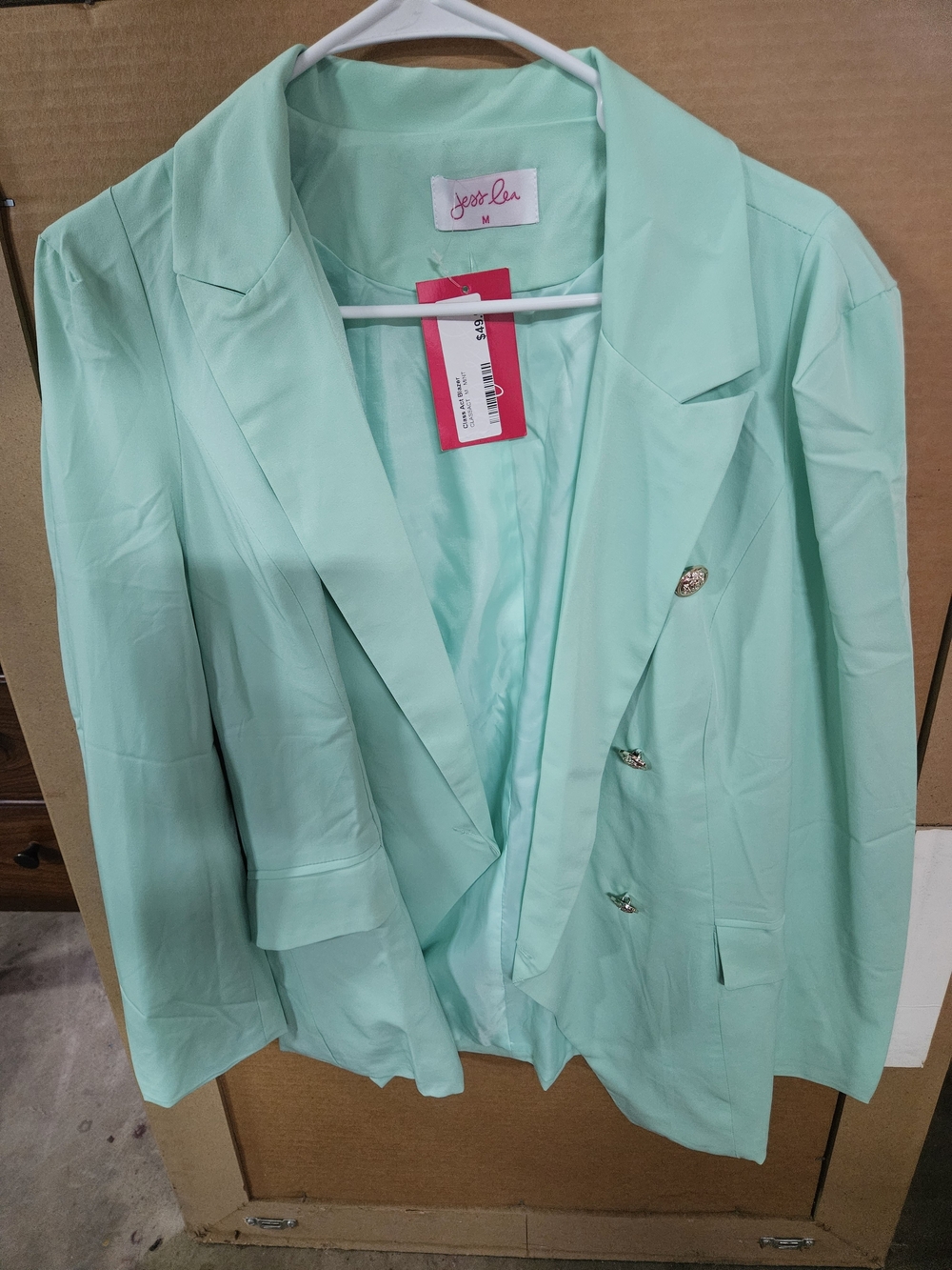 Jess Lea Minty/Teal Green Double-Breasted Blazer